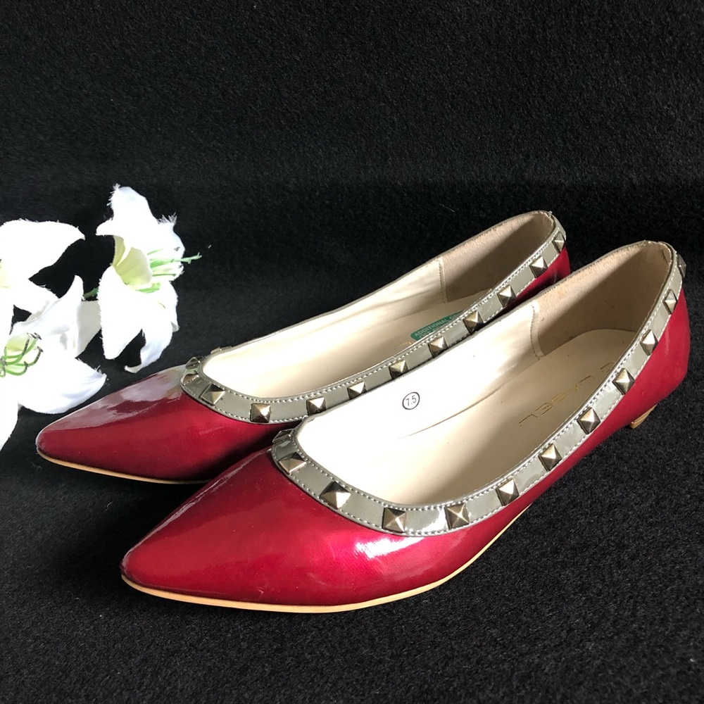 Cranberry Red and Silver Flats